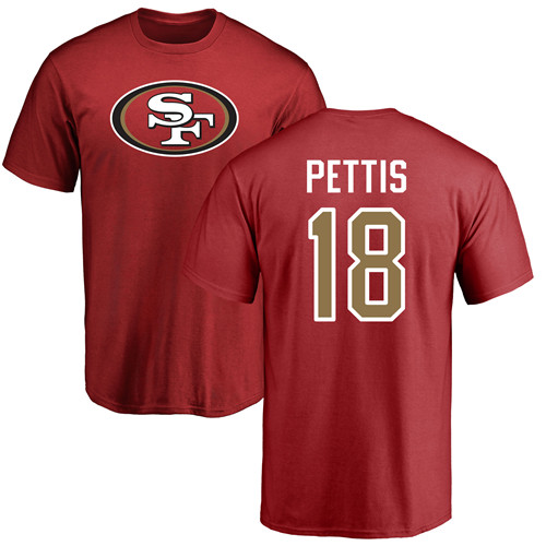 Men San Francisco 49ers Red Dante Pettis Name and Number Logo #18 NFL T Shirt